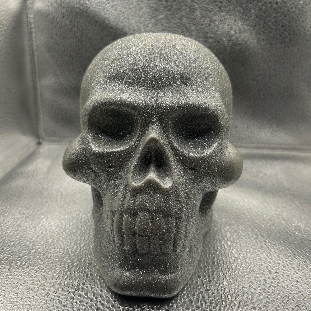 Glitter skull Halloween silver shabby chic home decor skeleton prop